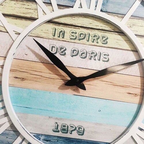 Reloj de Pared 40 cm metálico playa azul silencioso