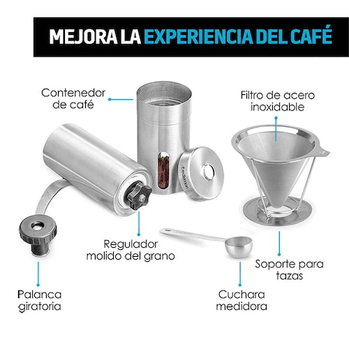 Molino De Café Manual Acero Inoxidable 30 Gramos Regulable