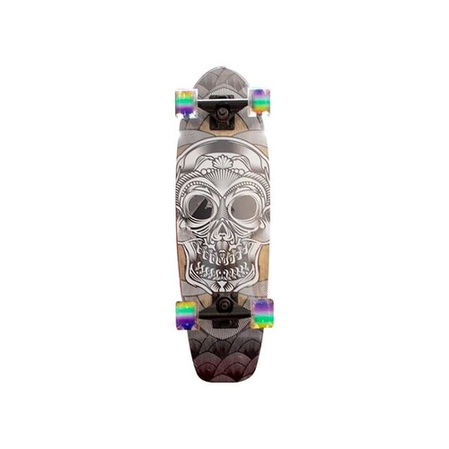 PATINETA SKATEBOARD Tradicional  Diseño Calavera Llantas Luz Led Trucks Goma