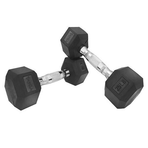 Tayga par de mancuernas hexagonales con caucho rubber 25 lb