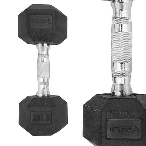 Tayga par de mancuernas hexagonales con caucho rubber 25 lb