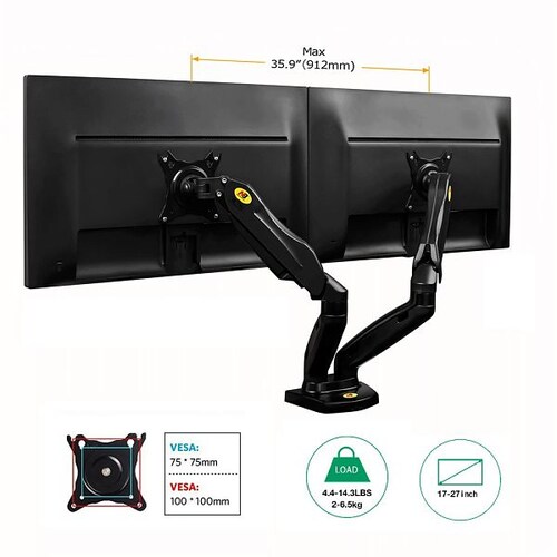 Soporte de Escritorio Doble North Bayou NB F160 para monitores de 17" a 30"