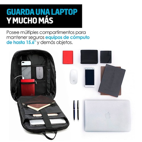 Mochila Antirrobo Impermeable Lujo Candado Laptop Redlemon