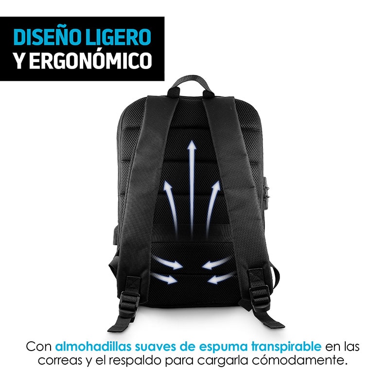 Mochila Antirrobo Impermeable Lujo Candado Laptop Redlemon