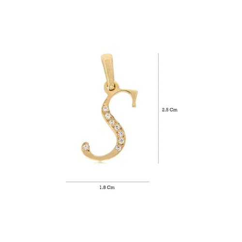 Dije Inicial Letra S Con Circonias Oro 14 K 