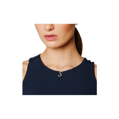 Dije Inicial Letra S Con Circonias Oro 14 K 