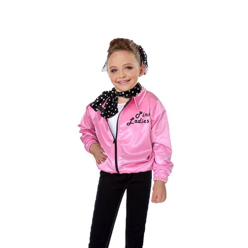 Grease - Disfraz de chaqueta para mujer (color rosa
