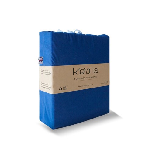 Juego de Sábanas Microfibra Koala - Matrimonial - Azul Francia
