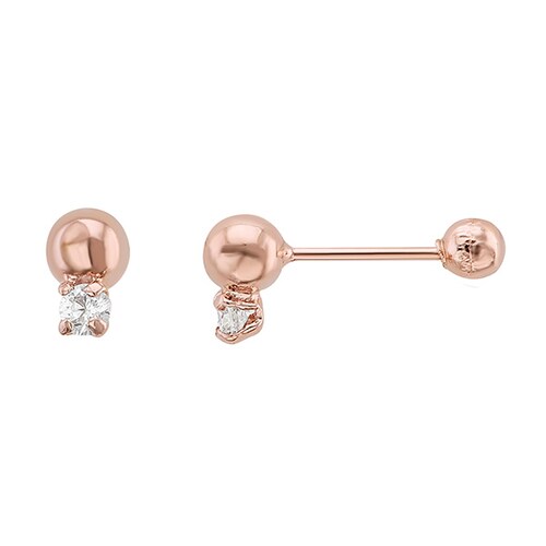 Dormilonas Con Circonias 3mm Oro Rosa De 10 K 