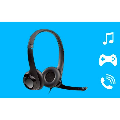 DIADEMA LOGITECH H390 STEREO NEGRA CON MICROFONO USB 981-000060.