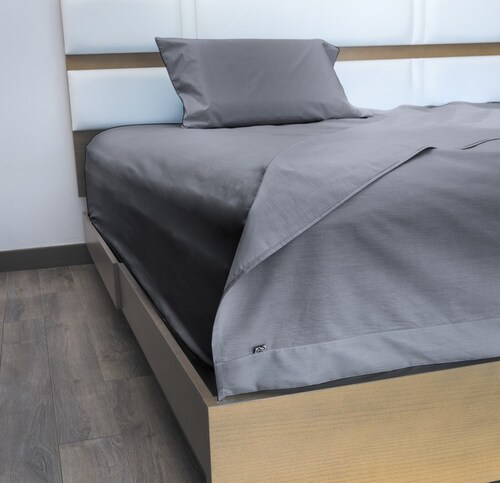 Juego de Sábanas Básica Algodón Percal 300 - Queen Size - Gris