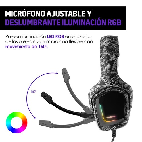 Audífonos Gamer Hd 360 Micrófono Luz LED G5000 Redlemon