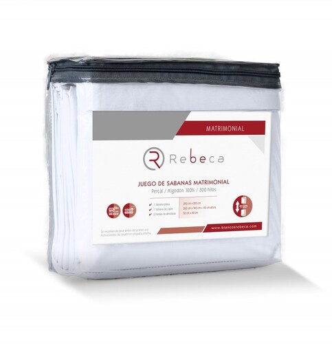 Juego de Sábanas Básica Algodón Percal 300 - Queen Size - Blanco