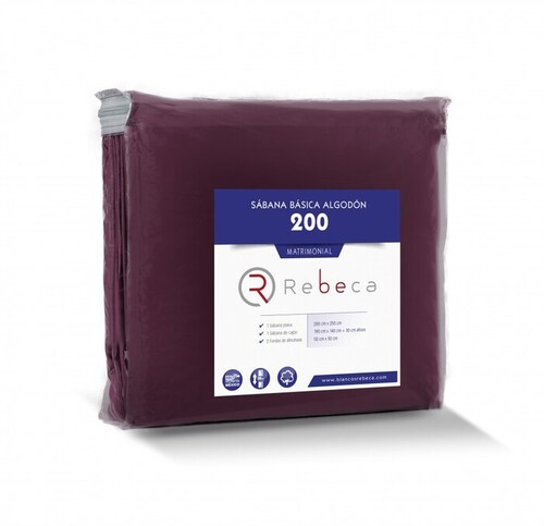 Juego de Sábanas Básica Algodón Percal 200 -King Size -Vino