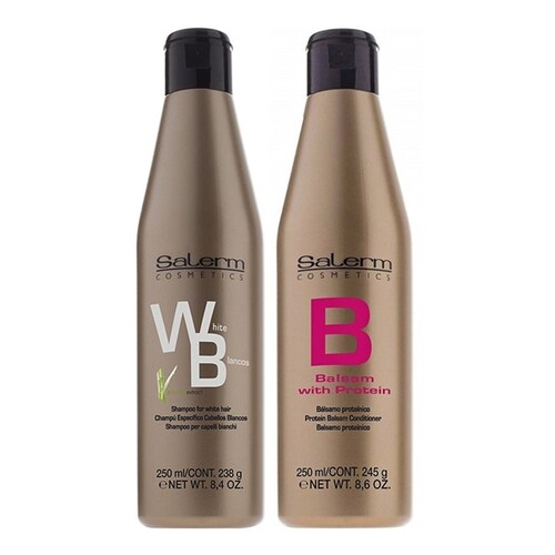 Kit Shampoo Para Cabellos Blancos/matizador Y Bálsamo Salerm