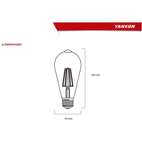 Foco Lampara Filamento Vinjtage 6W E27 Casa Hogar 2Pz Yankon
