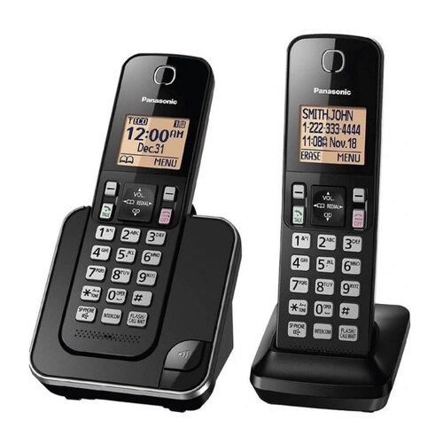 Teléfonos Panasonic Fijo inalambrico 2 piezas - Negro
