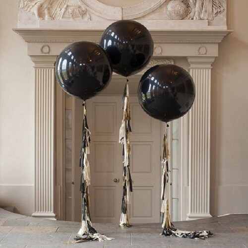 3 Globos Gigantes Esféricos Numero 24 Color Negro Payaso