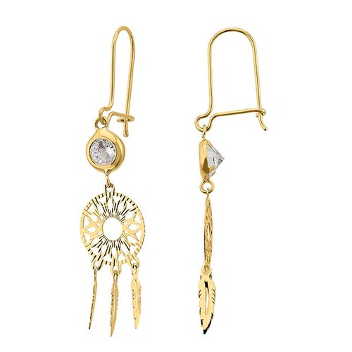 Aretes Atrapasueños Colgantes Oro 10 K