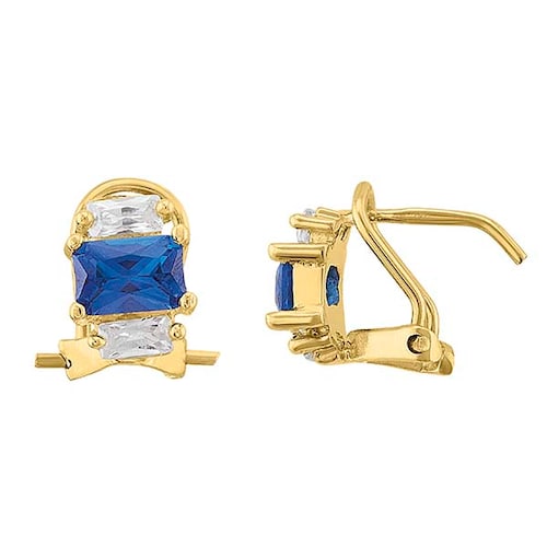 Aretes Trisillo Con Circonias Baguette Oro 10 K