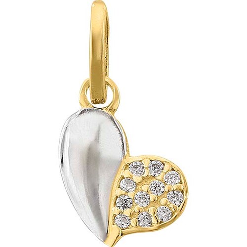 Dije Mini Corazon Mitad Zirconias Oro 10 K + Obsequio 