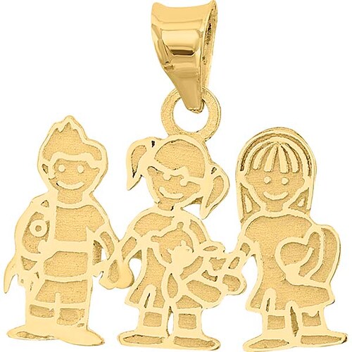 Dije De Hermanos Con 2 Niñas Y 1 Niño Oro 10 K