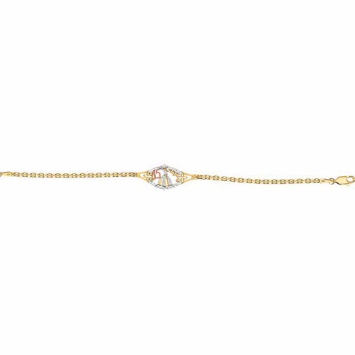 Pulsera Xv Años Tejido Perniche De 18 Cm Oro 10 K