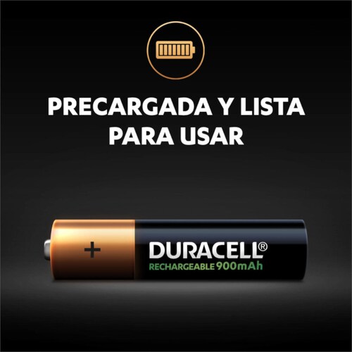 Pila Recargable AAA Duracell 900 Mah Con 2 Piezas