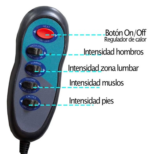 Colchon Masajeador Calor Cuerpo Completo 9 Motores Relajante Terapia 