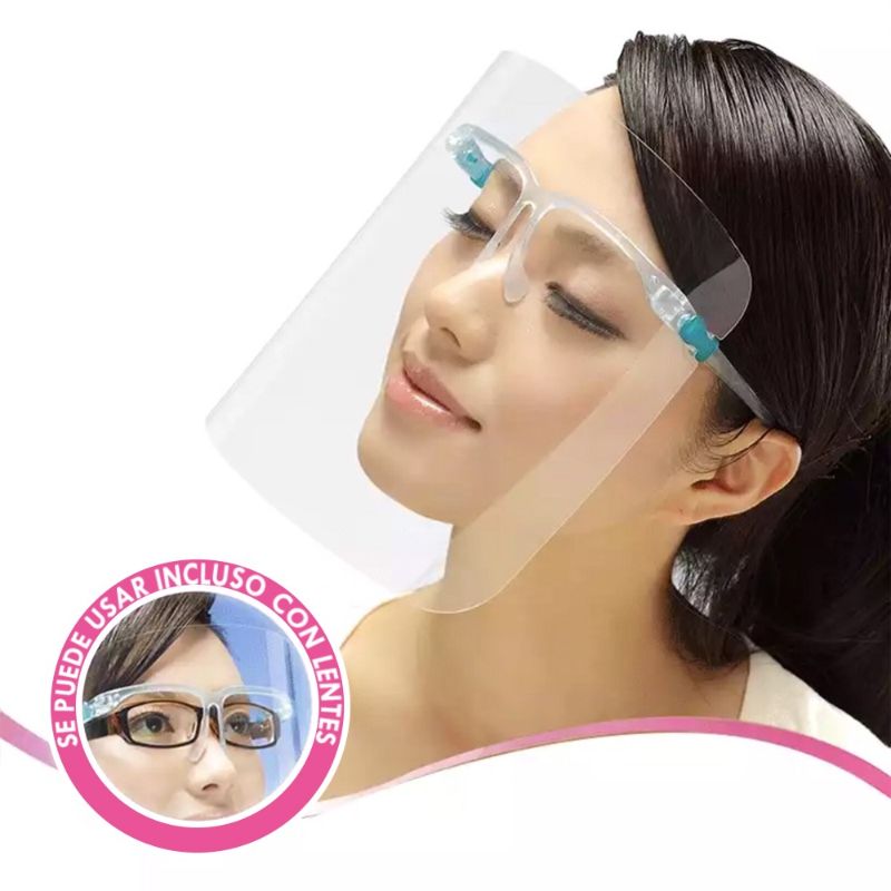 Paquete de 5 Caretas con Lentes Protector Facial Anti Saliva