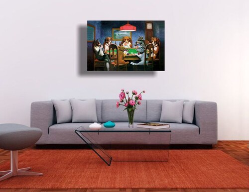 Cuadro Canvas Perros jugando Poker de  Cassius Marcellus Coolidge