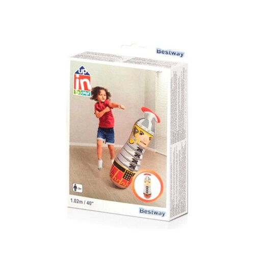 Puching Golpeador Inflable De Gladiador Rudo Gris Plástico Resistente