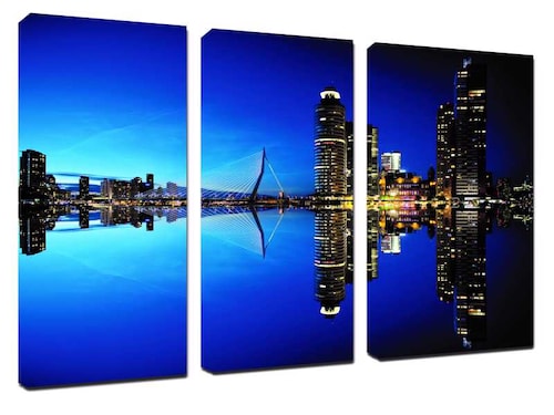 Cuadro Canvas de la Ciudad de Rotterdam Holanda en set de 3 cuadros