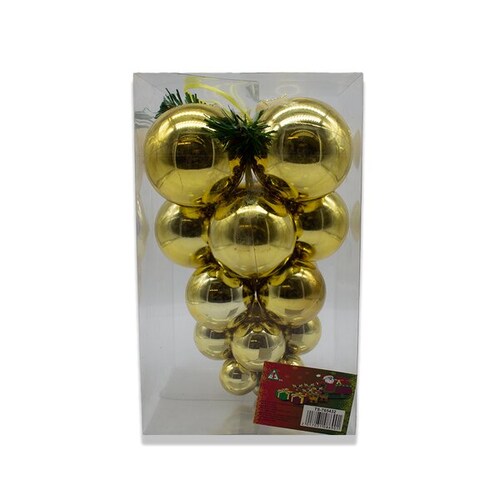 Adorno Navideño Racimo De Uvas Doradas Esferas Plástico Resistente