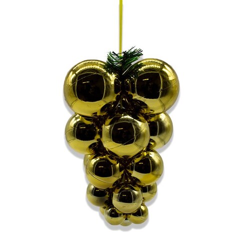 Adorno Navideño Racimo De Uvas Doradas Esferas Plástico Resistente