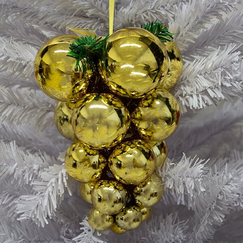Adorno Navideño Racimo De Uvas Doradas Esferas Plástico Resistente