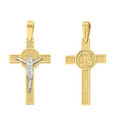 Dije Cruz De San Benito Doble Vista Oro 14 K
