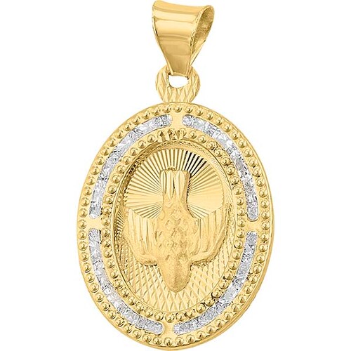 Medalla Espiritu Santo Circonias Oro 14 K