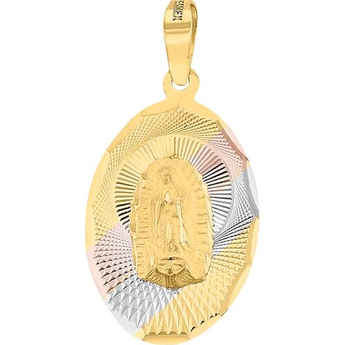 Medalla Oval Virgen De Guadalupe Oro Florentino 14 K