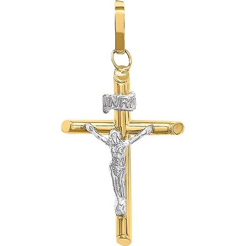 Dije Cruz Tubo Grueso Cristo Blanco Oro 10k