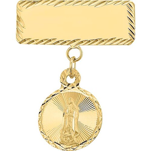 Prendedor Para Bautizo Con Medalla Virgen Oro 10 K