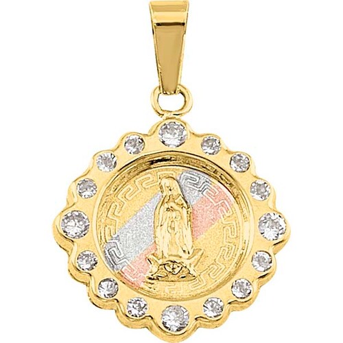 Medalla Virgen Guadalupe Circonias 3 Oros 10 K