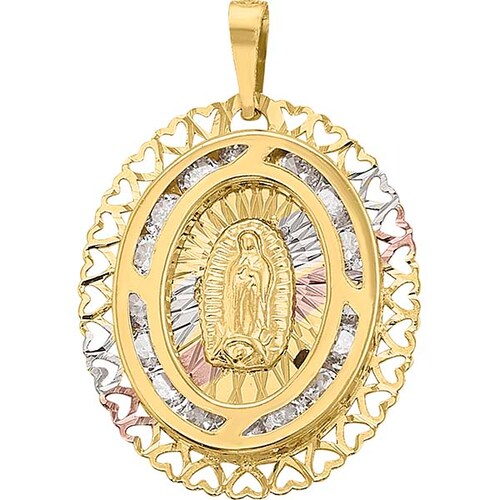 Medalla Virgen Guadalupe Circonias Oro 10 K + Obsequio