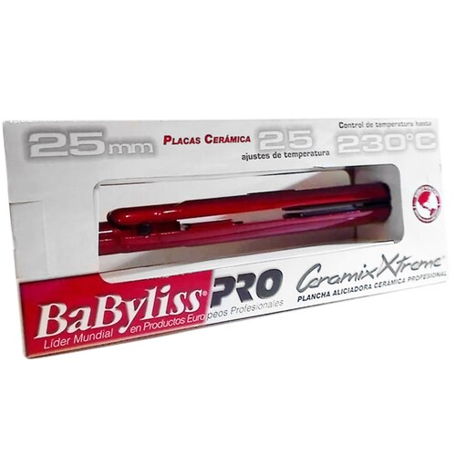 Plancha Profesional Cabello Babyliss Cerámica Roja Alámbrica