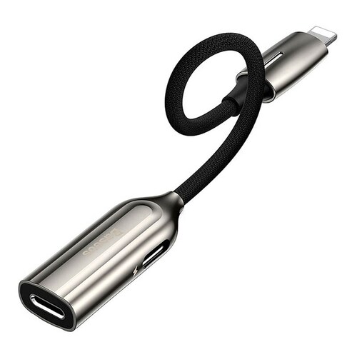 Adaptador iPhone Baseus Doble conector Lightning L55 Negro