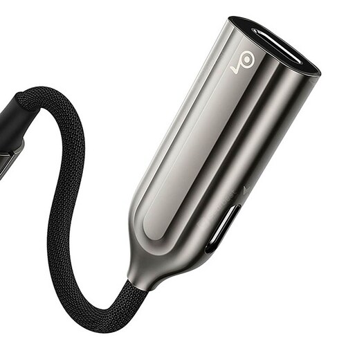 Adaptador iPhone Baseus Doble conector Lightning L55 Negro