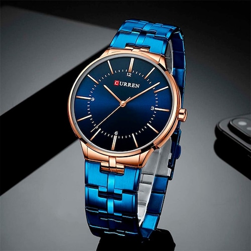 Reloj de Hombre Metálico Curren 8321 Azul Clásico y Elegante
