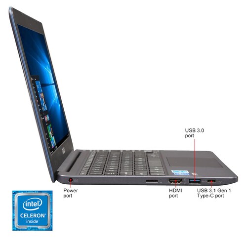 Laptop Asus VivoBook L203M Ultra-Thin Laptop HD, Intel Celeron N4000 4GB/64GB - Azul