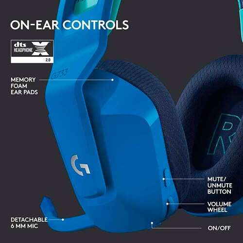 DIADEMA LOGITECH G733 LIGHTSPEED WIRELESS RGB AZUL PC/MAC/PS4 981-000942.