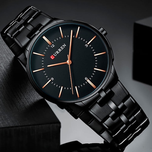 Reloj de Hombre Metálico Curren 8321 Negro Clásico y Elegante